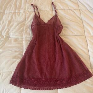 Burgundy lace slip dress